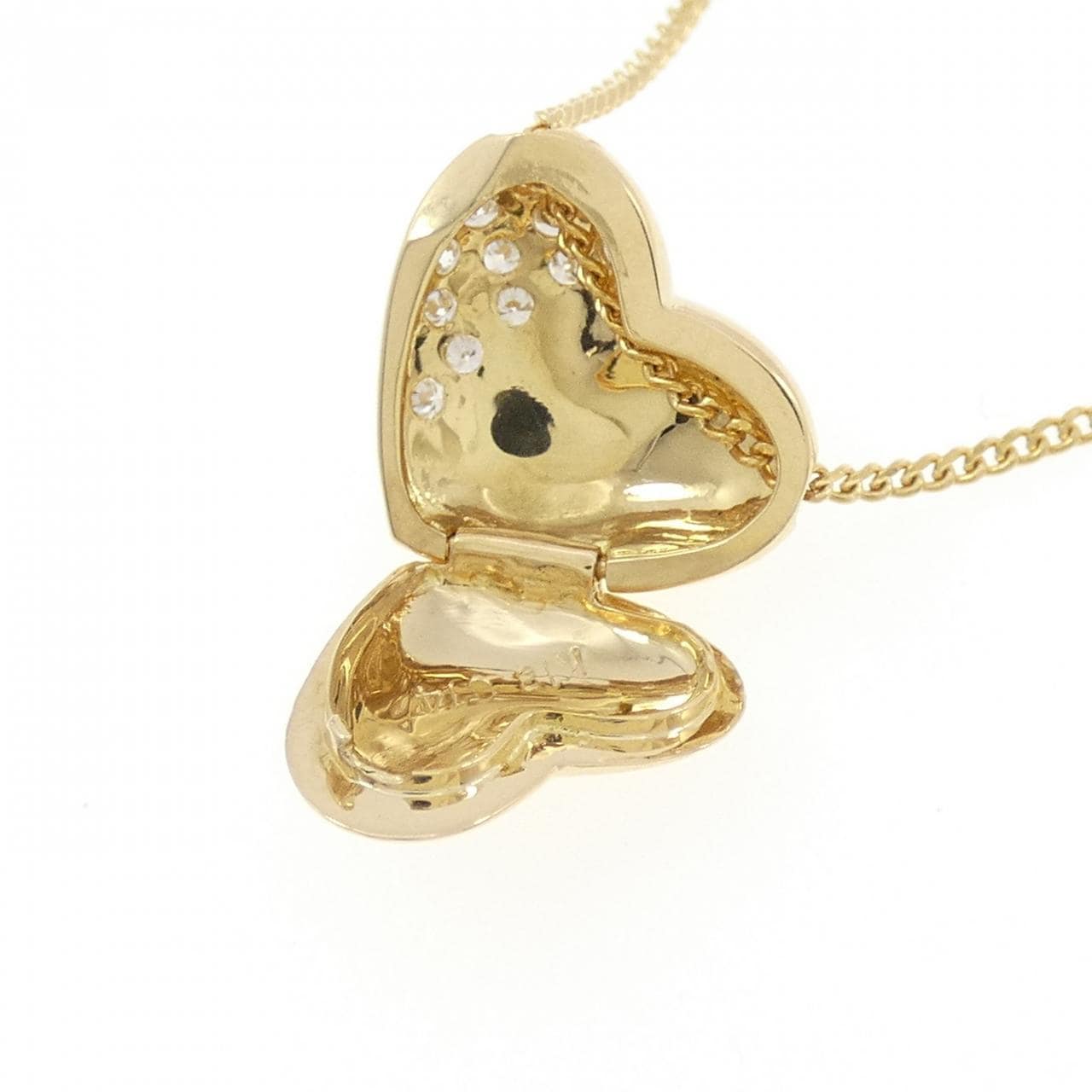 K18YG ハート ダイヤモンド ネックレス 0.14CT