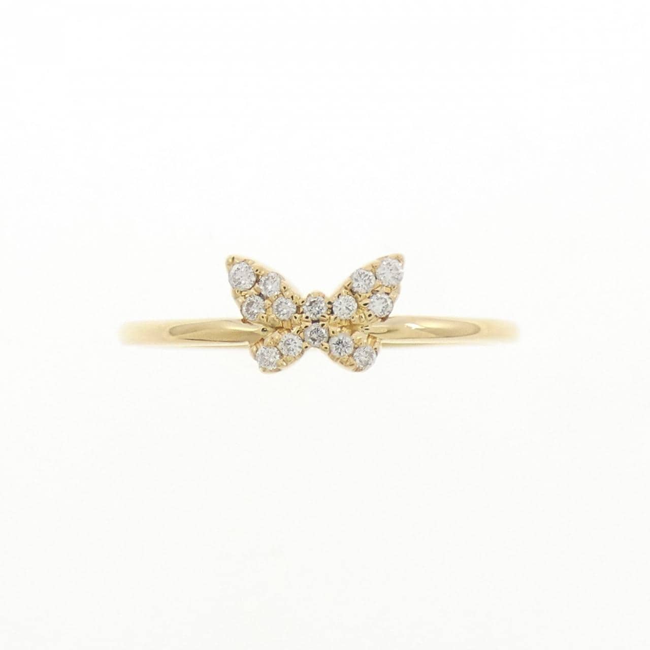 K18YG バタフライ ダイヤモンド リング 0.06CT