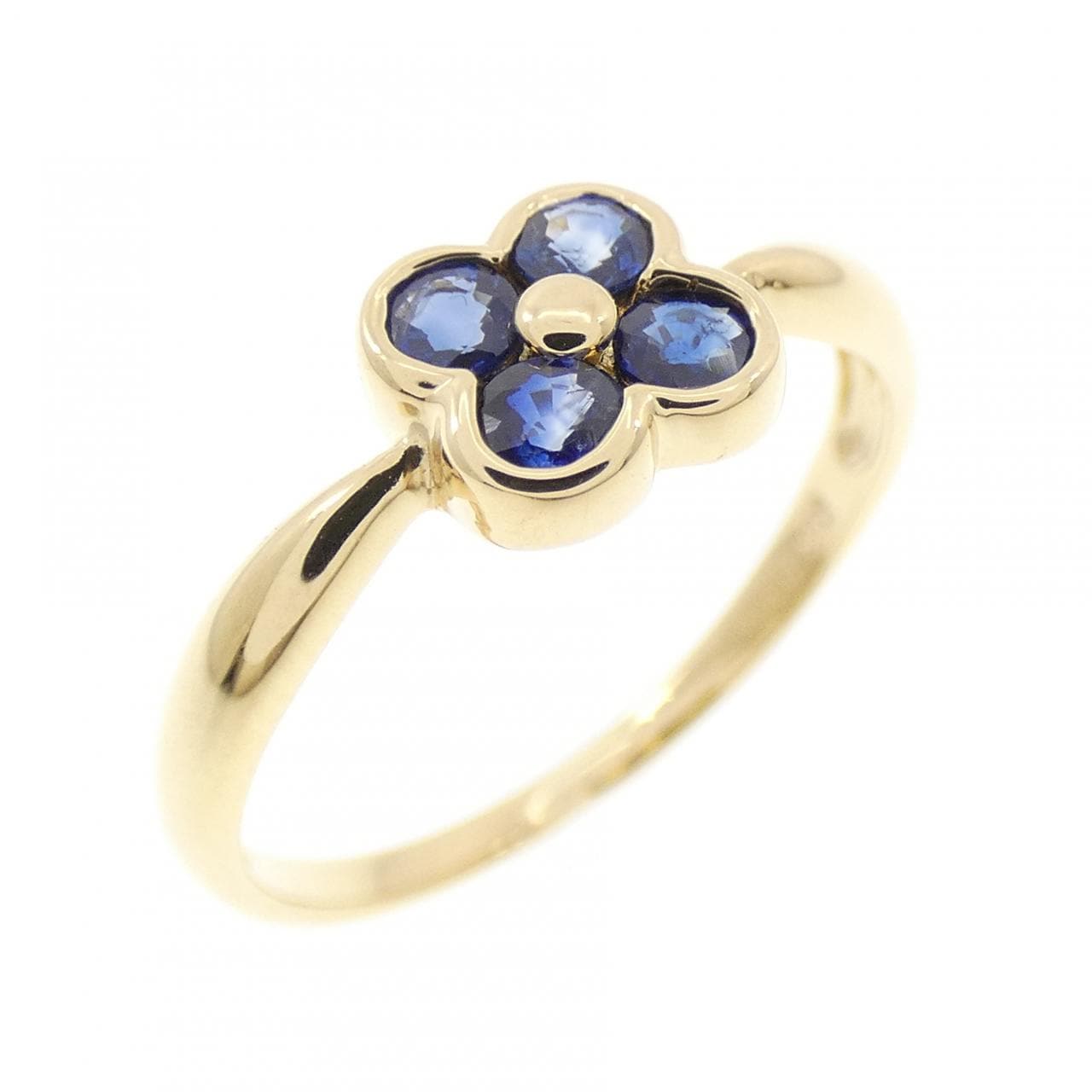 K18YG フラワー サファイヤ リング 0.35CT