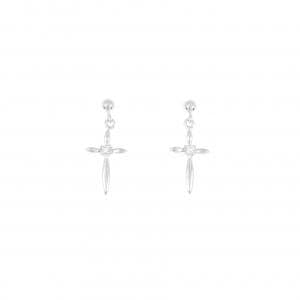 PT900 クロス ダイヤモンド ピアス 0.02CT