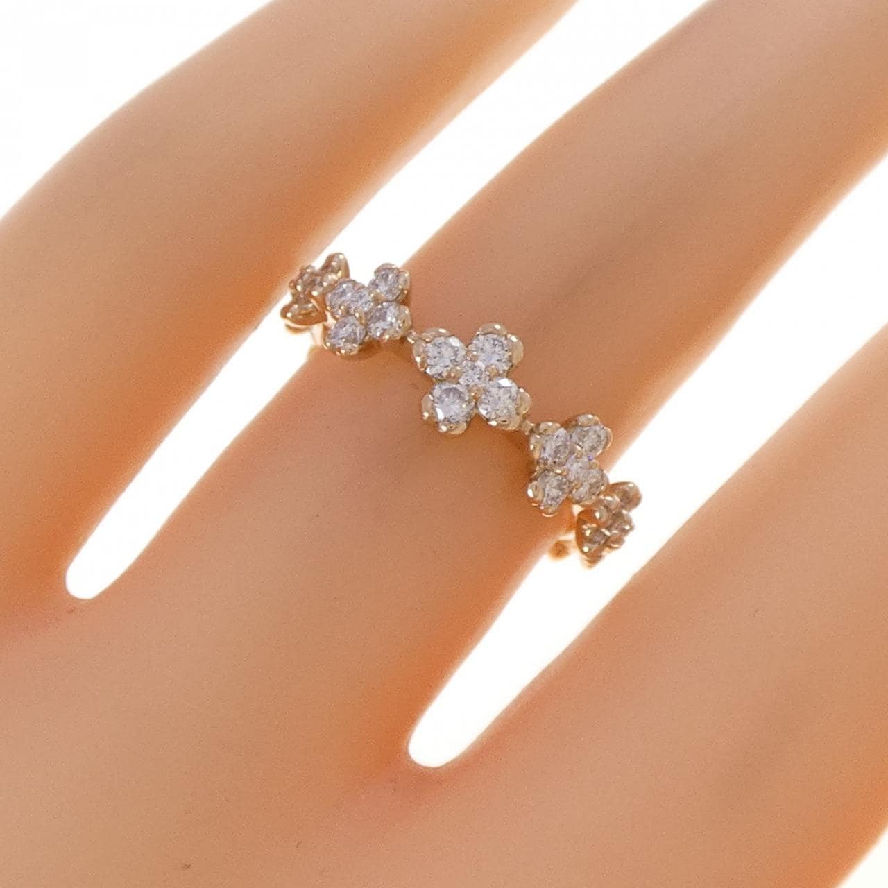 K18PG フラワー ダイヤモンド リング 0.48CT