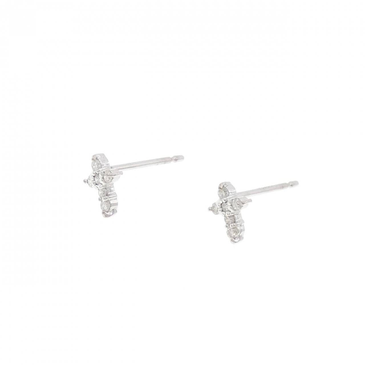 PT900 クロス ダイヤモンド ピアス 0.1CT
