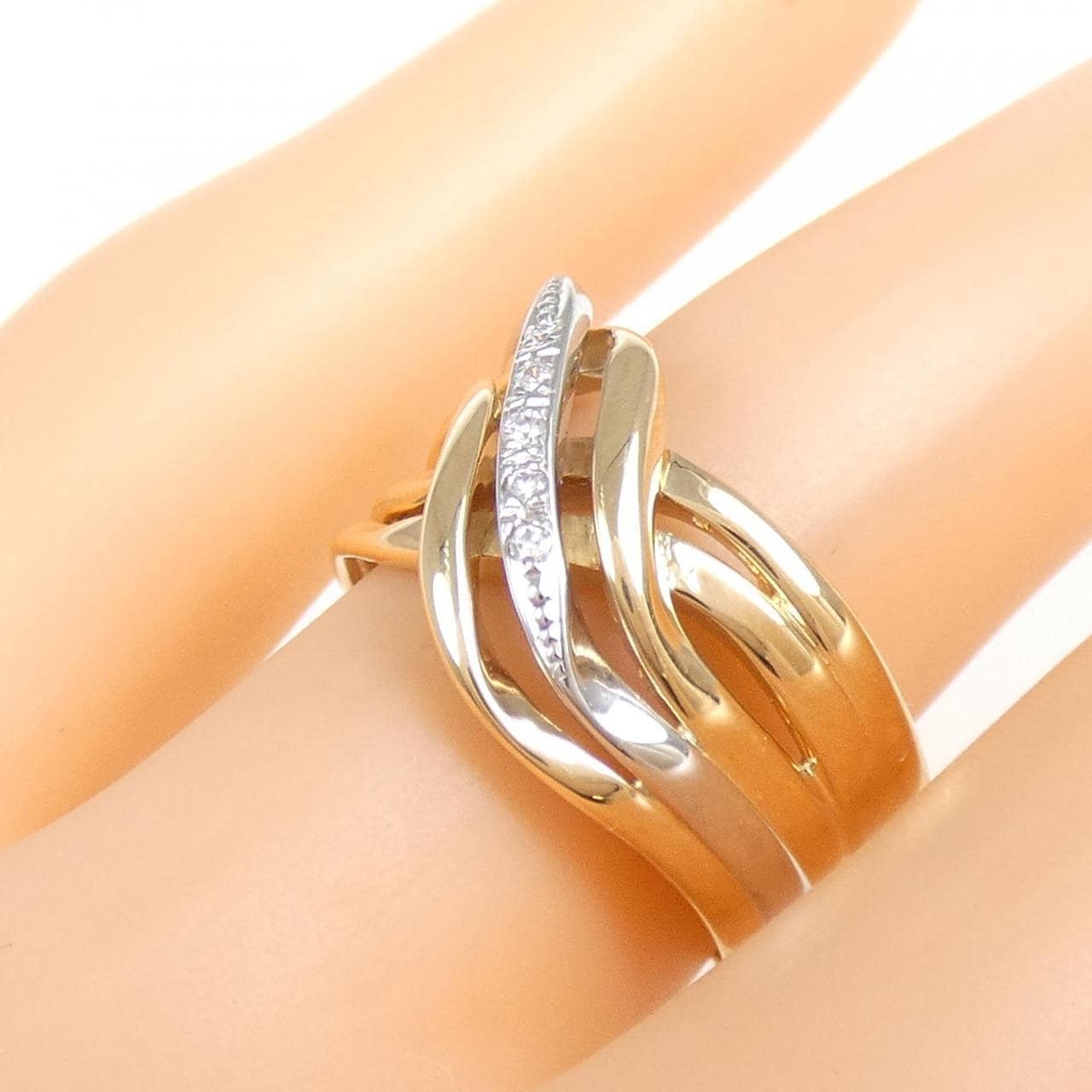 K18YG/PT Diamond ring 0.03CT