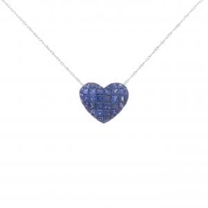 K18WG ハート サファイヤ ネックレス 4.20CT
