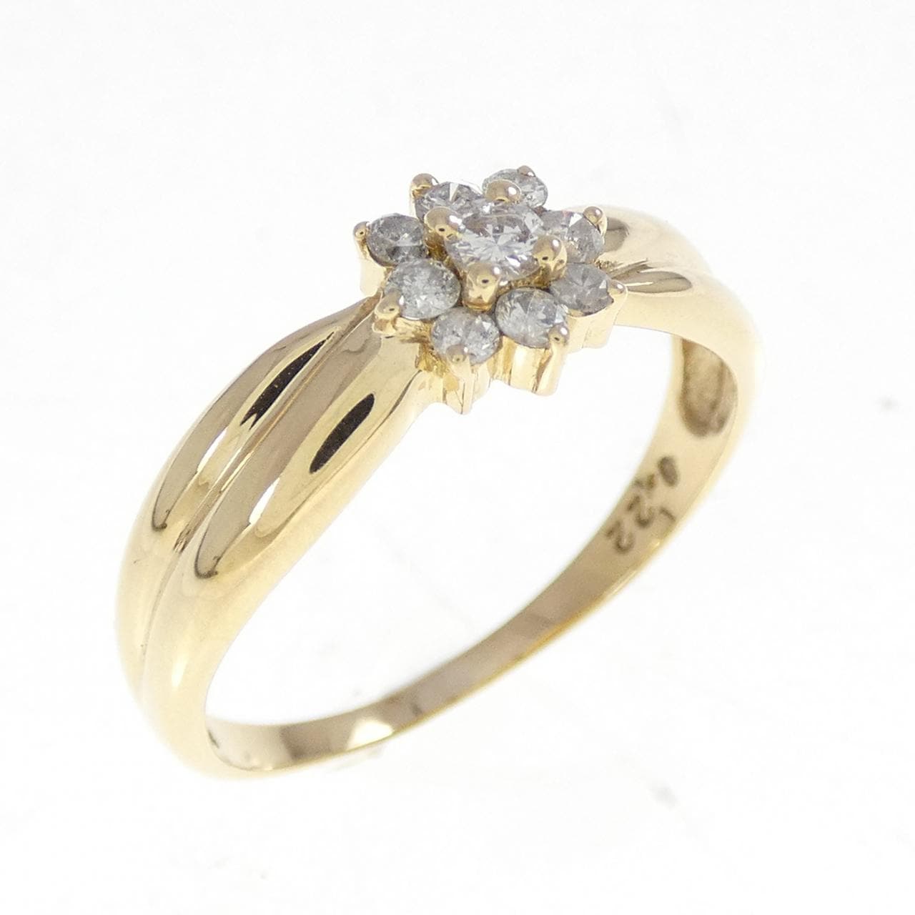K18YG flower Diamond ring 0.22CT