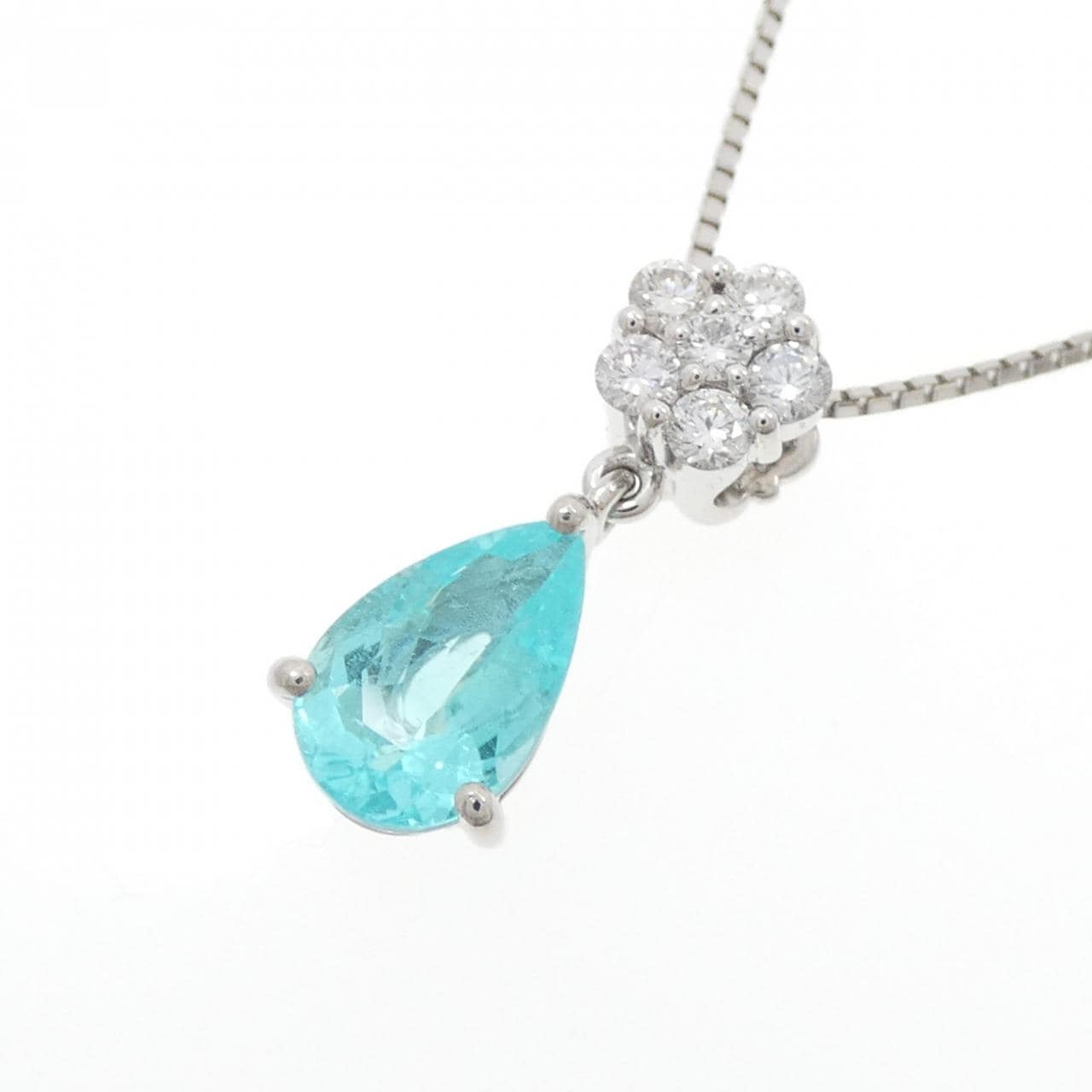 PT900/PT850 フラワー パライバトルマリン ネックレス 1.16CT