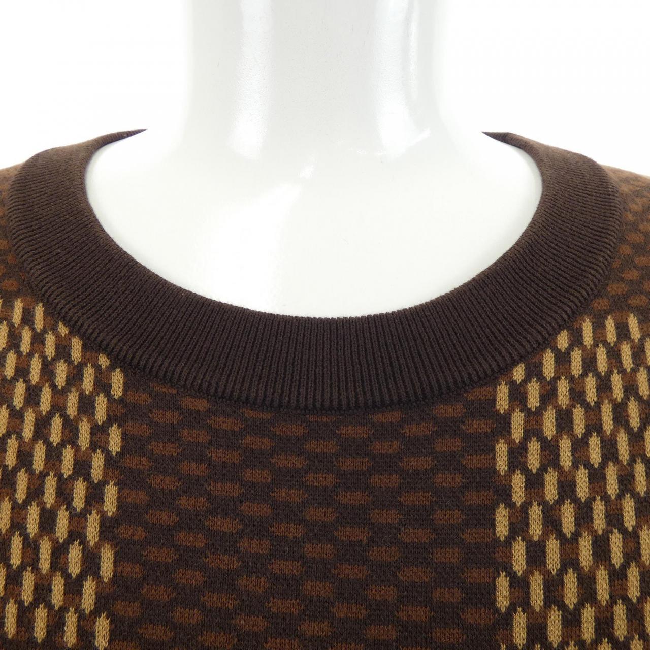 ルイヴィトン LOUIS VUITTON ショートスリーブコットンダミエクルーネックウィズストラスLVパッチ HQN63WAUR ニット