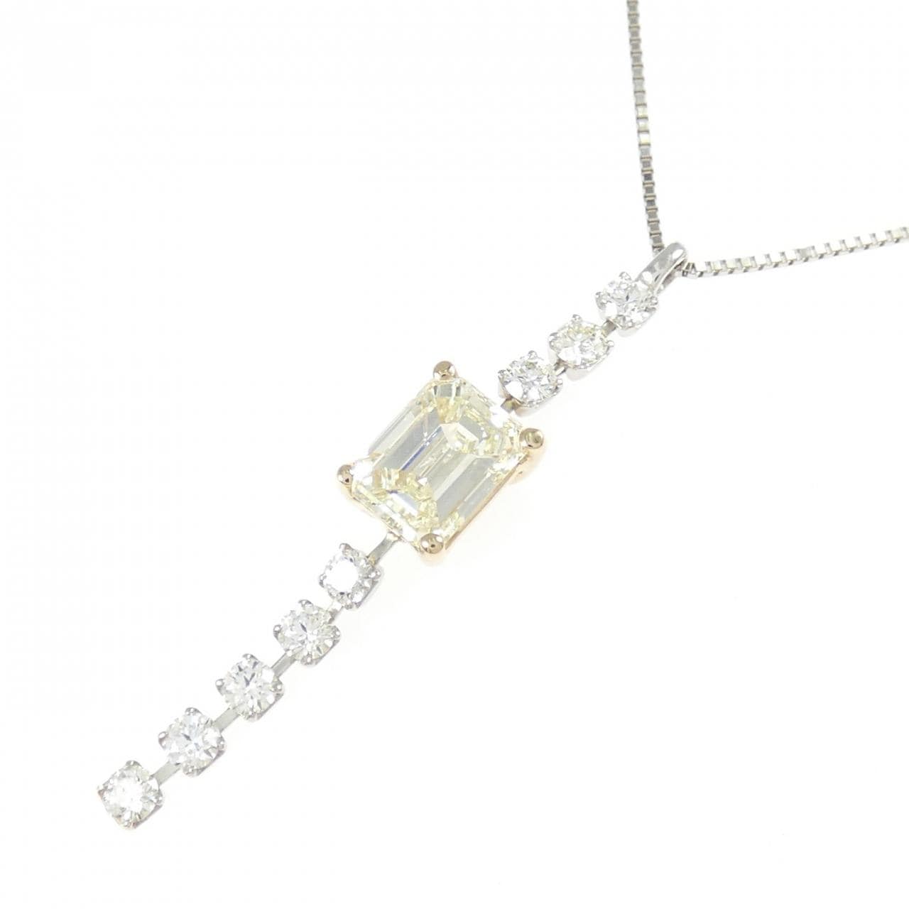 PT850/K18YG ダイヤモンド ネックレス 1.155CT M SI2 エメラルドカット