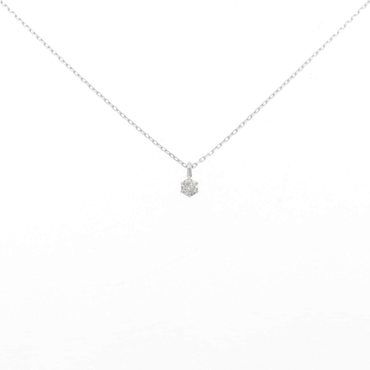 K18WG ソリティア ダイヤモンド ネックレス 0.10CT