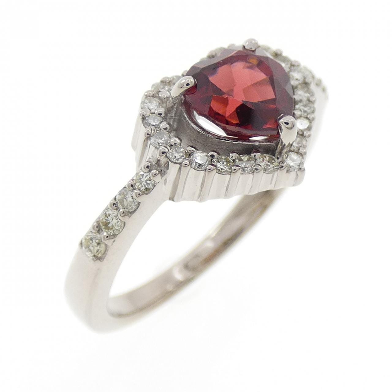 K18WG ハート ガーネット リング