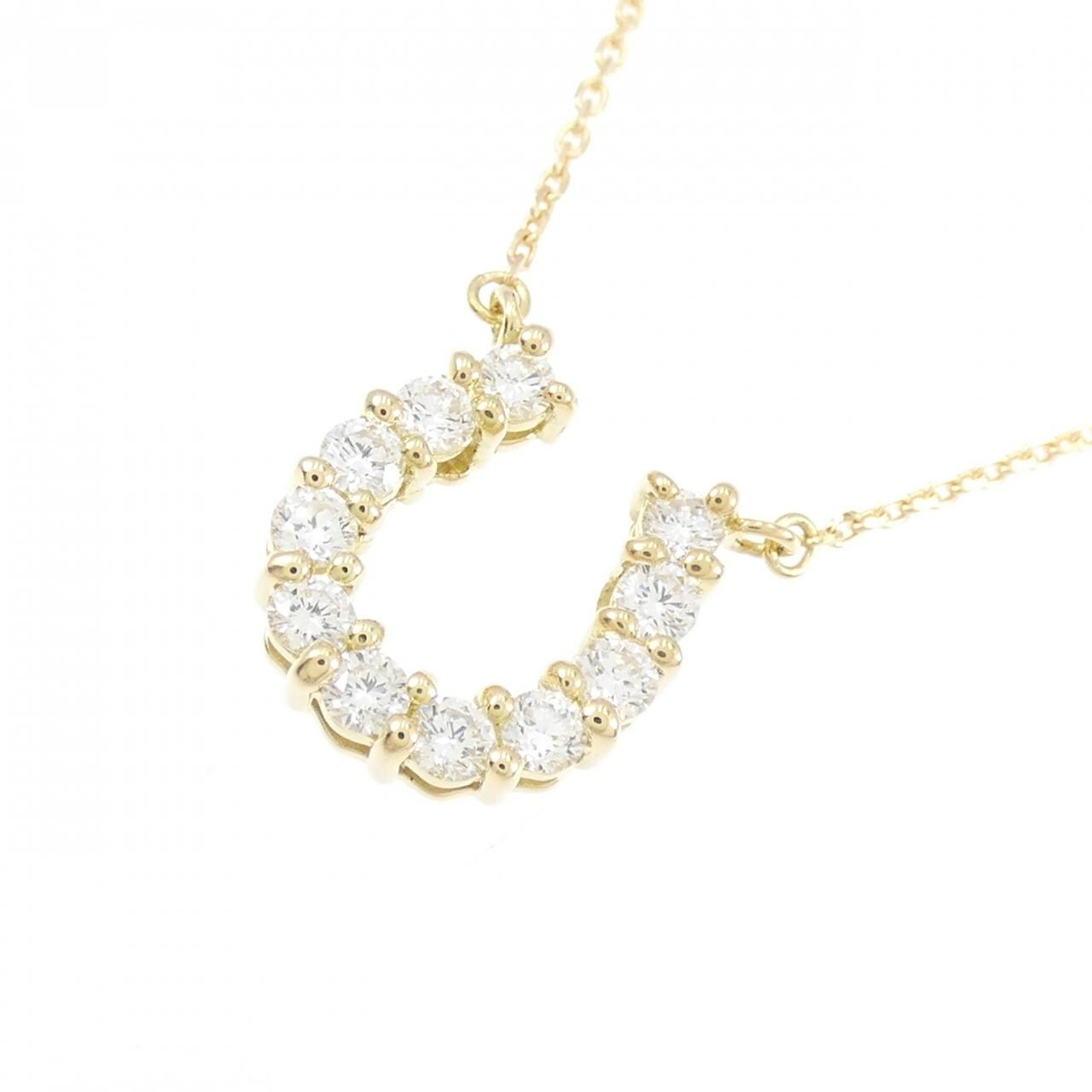 [BRAND NEW] K18YG Horseshoe Diamond Necklace 0.302CT