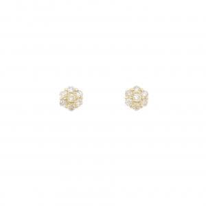 【新品】K18YG フラワー ダイヤモンド ピアス 0.30CT