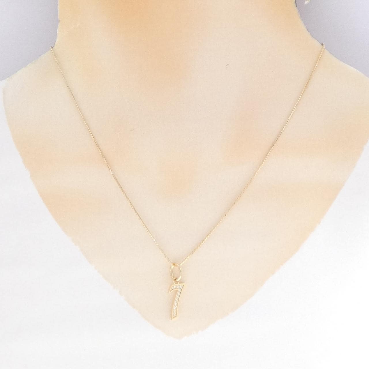 K18YG ナンバー7 ダイヤモンド ネックレス 0.06CT