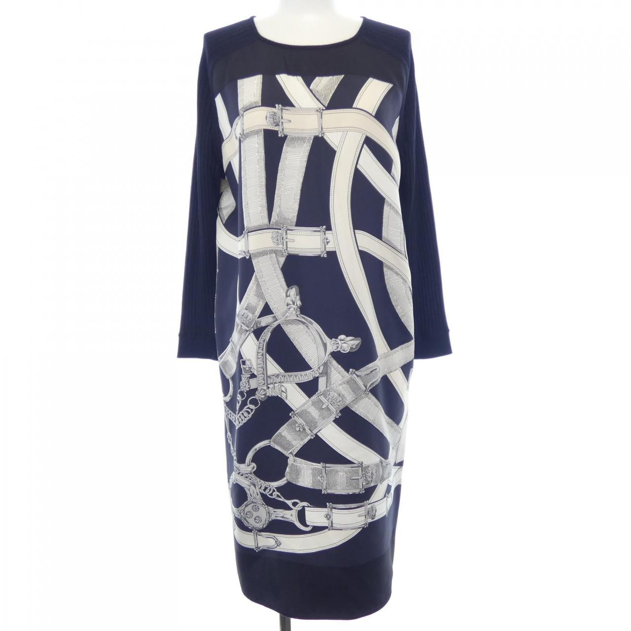 エルメス HERMES CAVAL CADOUR *76-7755 ツイルレーヌ ワンピース