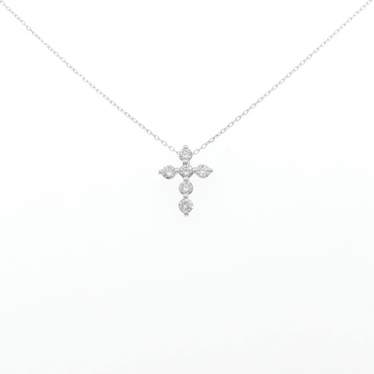 K18WG クロス ダイヤモンド ネックレス 0.50CT