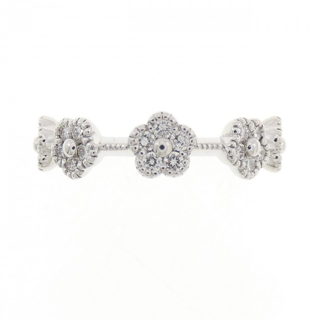 K18WG フラワー ダイヤモンド リング 0.43CT
