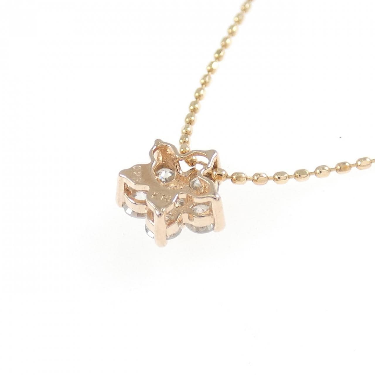 K10PG フラワー ダイヤモンド ネックレス 0.26CT
