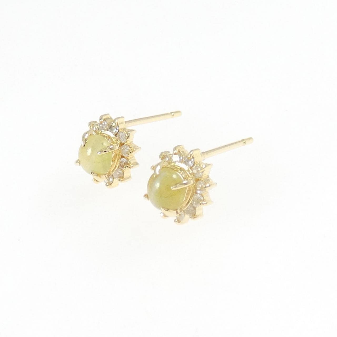 K18YG クリソベリルキャッツ ピアス 0.70CT