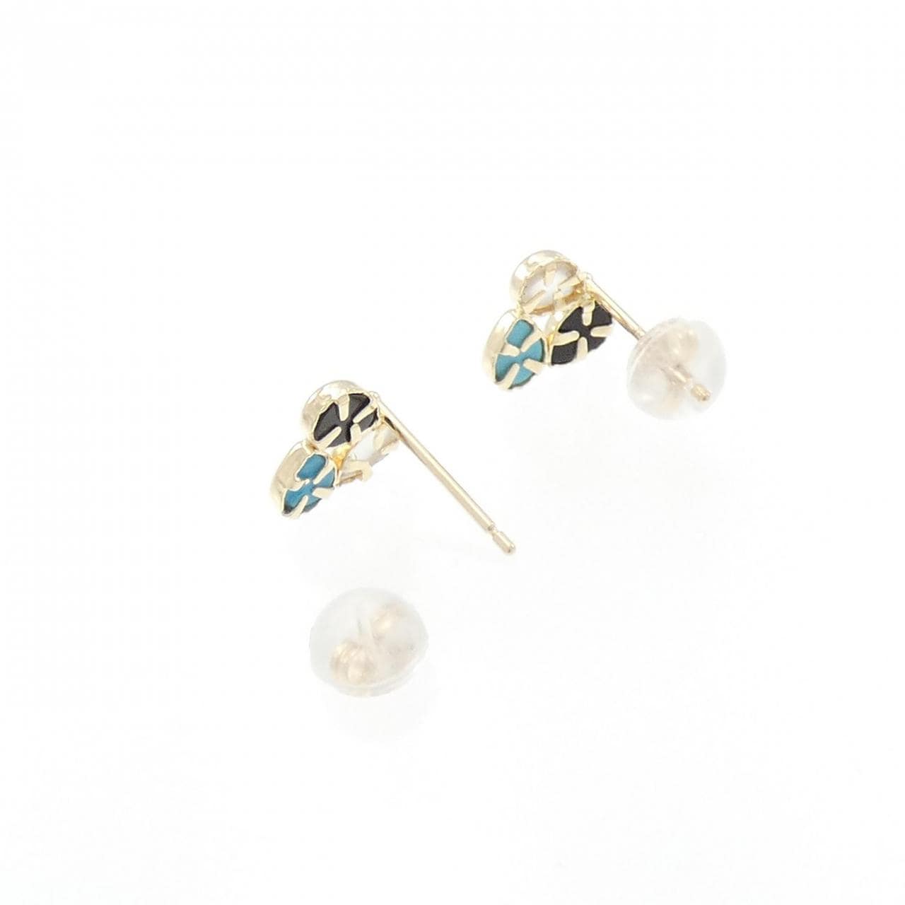 [新品] K10YG 彩色寶石耳環