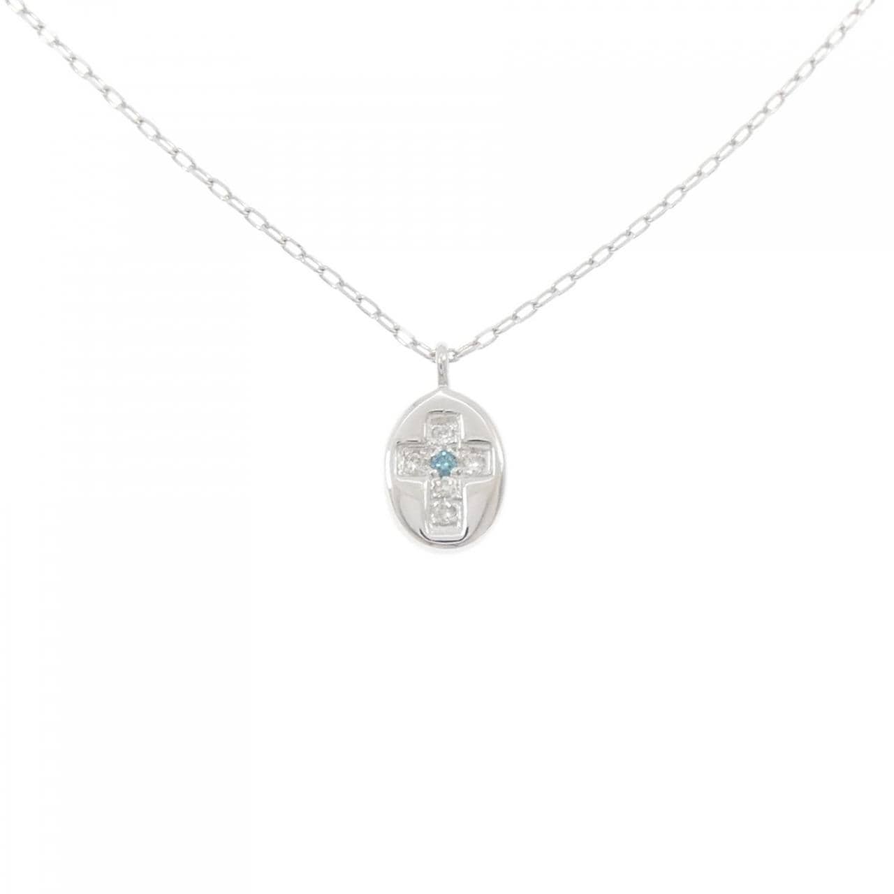 K18WG クロス ダイヤモンド ネックレス 0.05CT