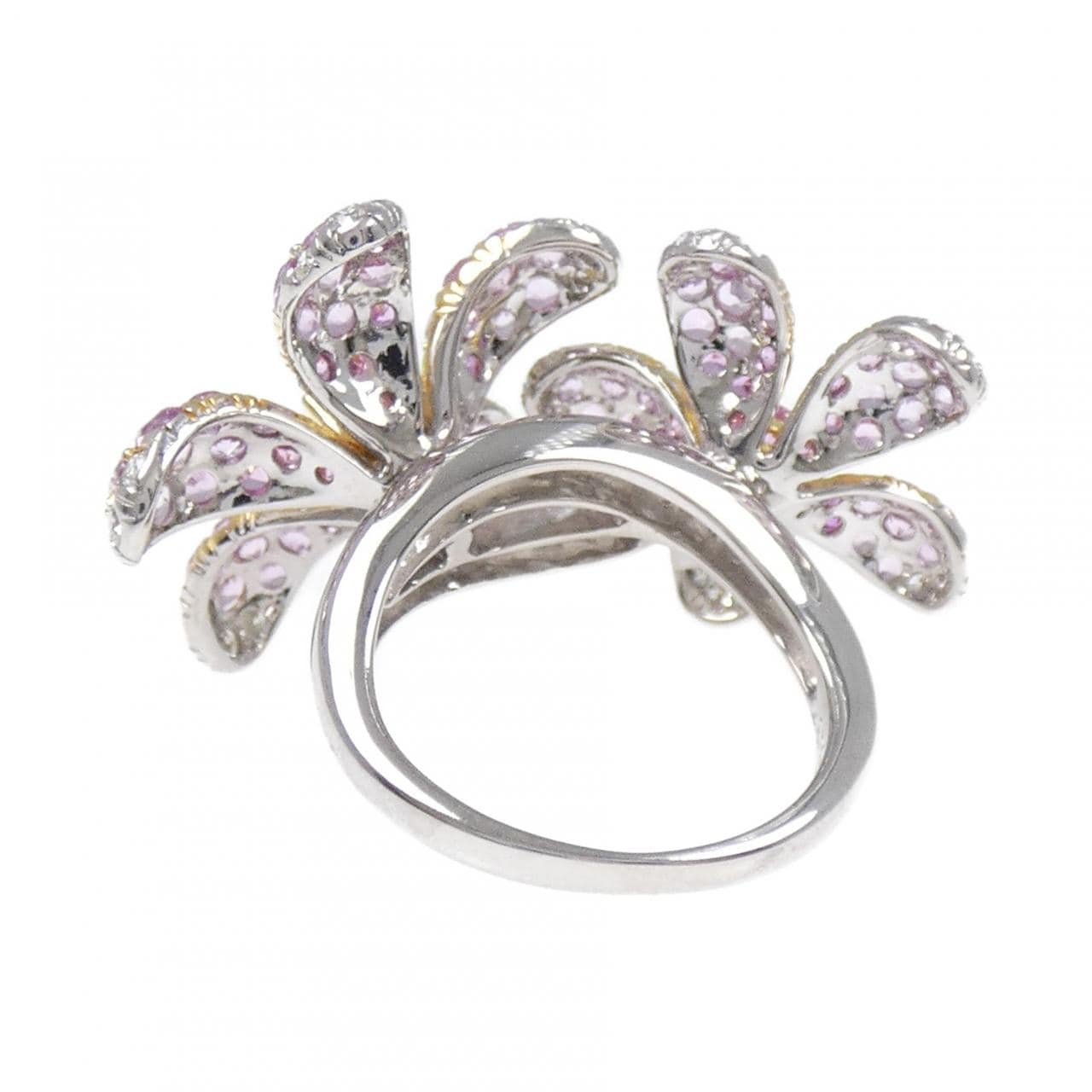 750WG/750YG フラワー サファイヤ リング 4.00CT