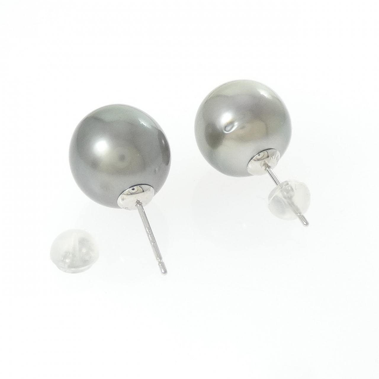 K14WG 黒蝶パール ピアス 12.1mm
