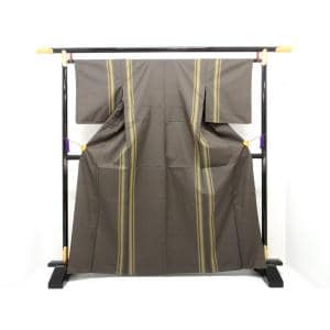 【未使用品】単衣　米沢紬　十六代助左衛門　紅花黒八丈