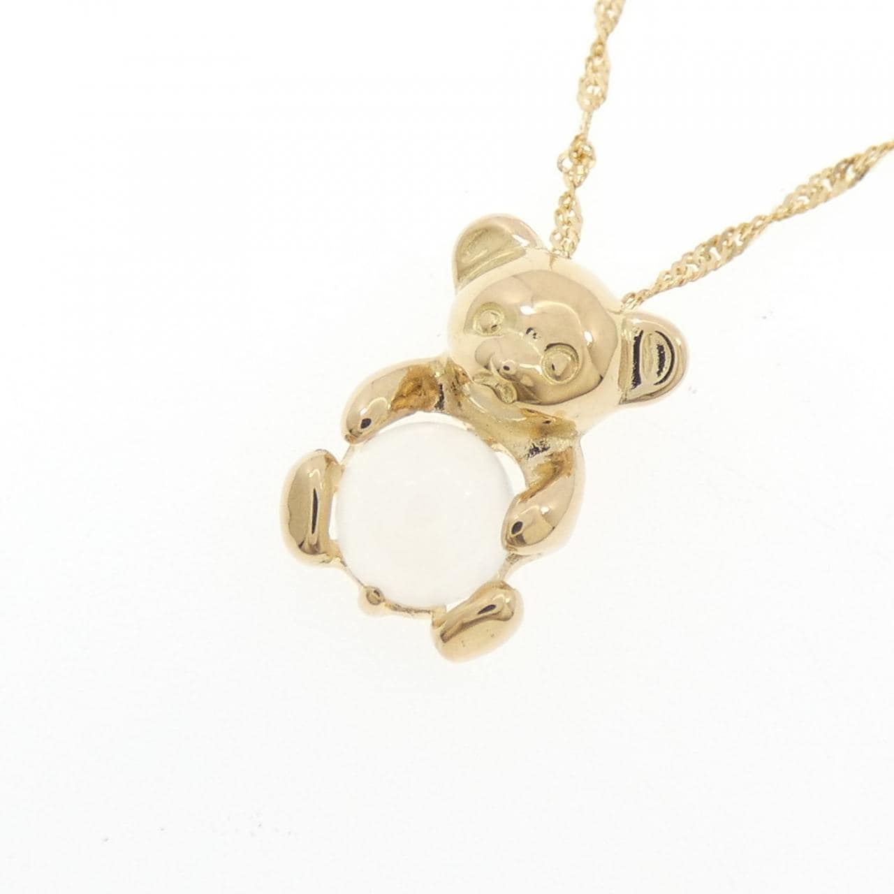 K18YG ベア ムーンストーン ネックレス