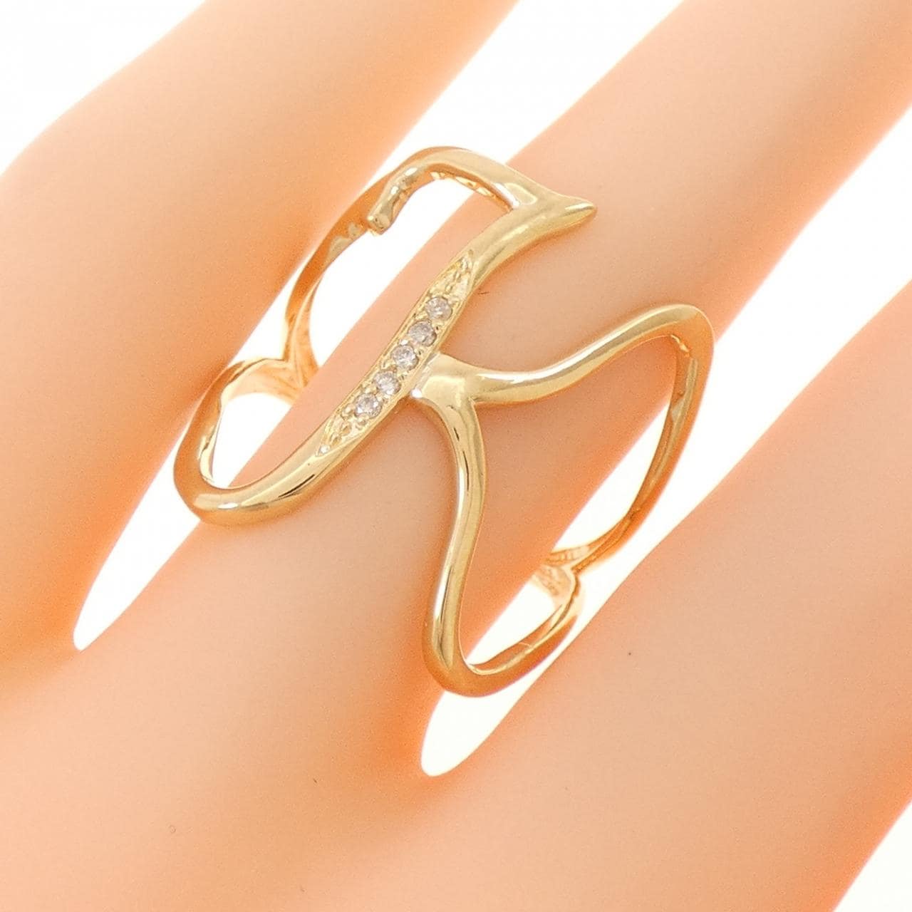 K18YG イニシャルK ダイヤモンド リング 0.04CT