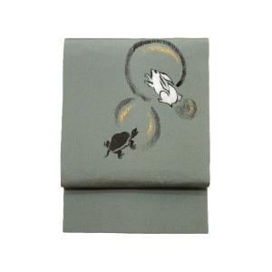 名古屋帯　ちりめん染帯　友禅加工