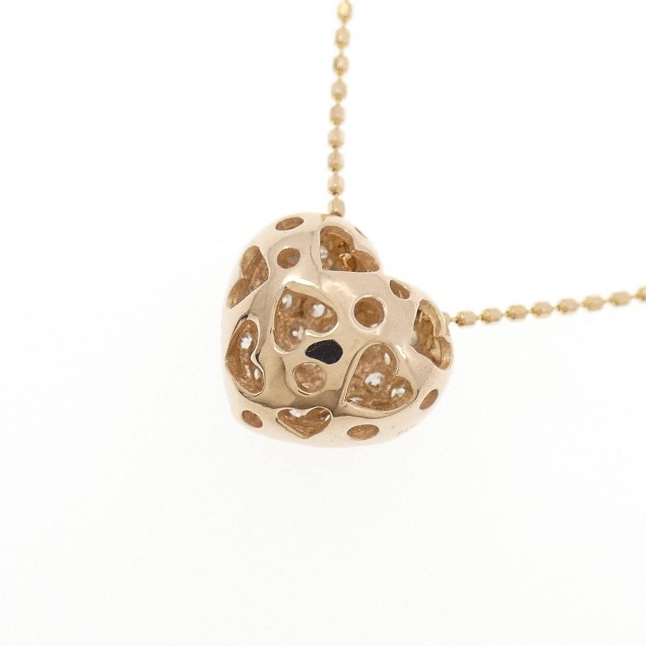 K18PG ハート パヴェ ダイヤモンド ネックレス 0.50CT