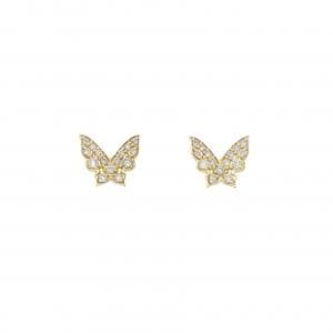 【新品】K18YG バタフライ ダイヤモンド ピアス 0.20CT