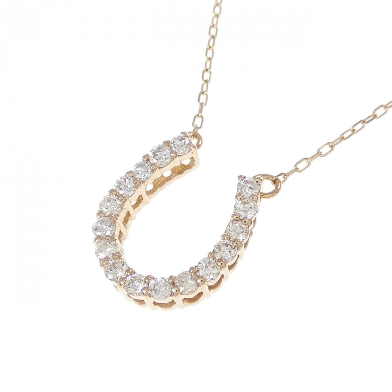 K18PG 馬蹄形鑽石項鍊 0.30CT