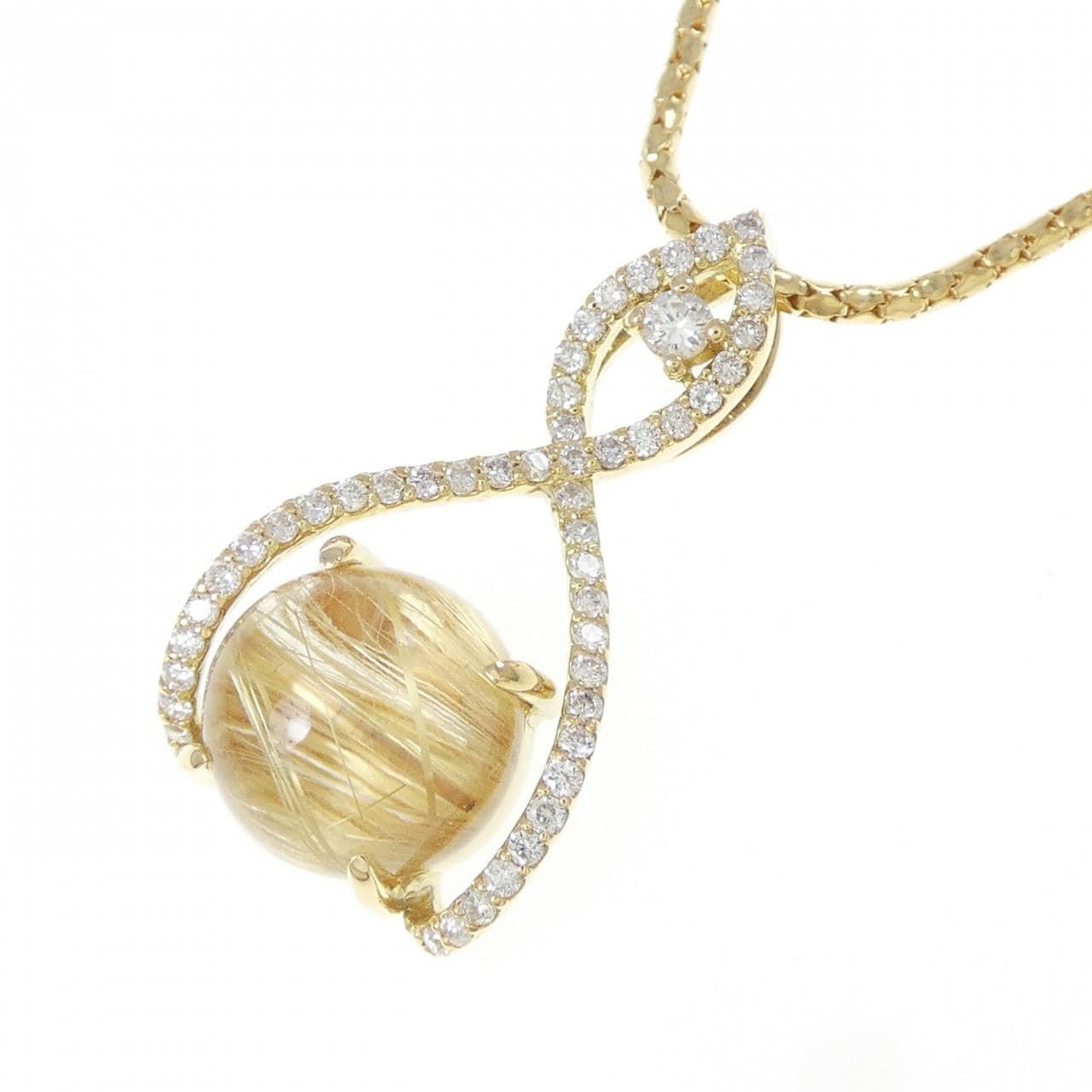 K18YG ルチルクォーツ ネックレス 4.19CT