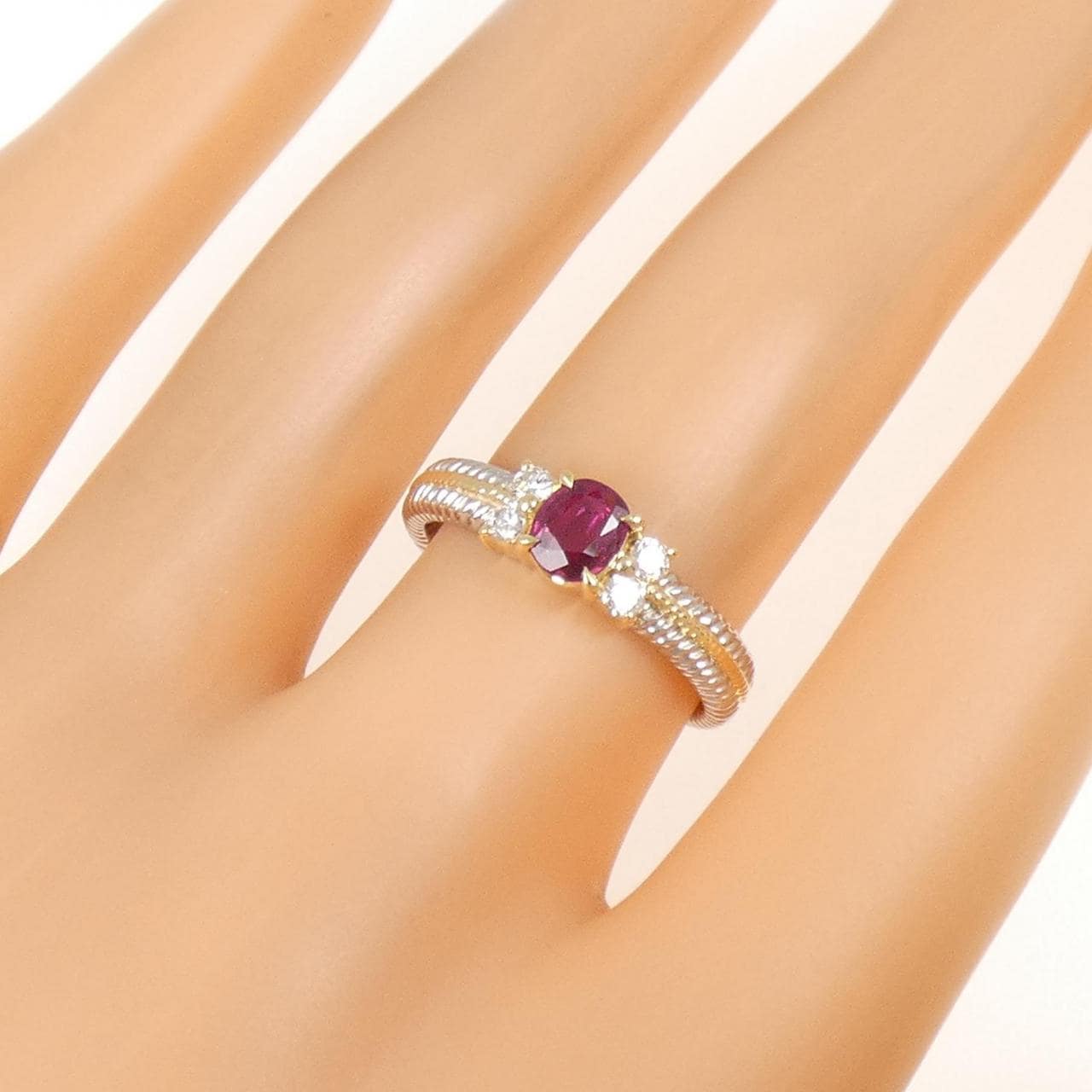 PT900/K18YG ルビー リング 0.40CT