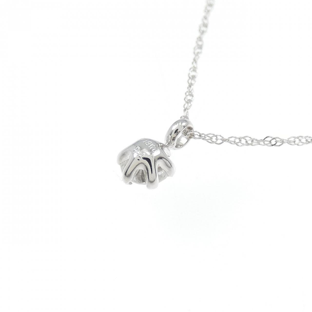 K18WG/750WG ソリティア ダイヤモンド ネックレス 0.2CT