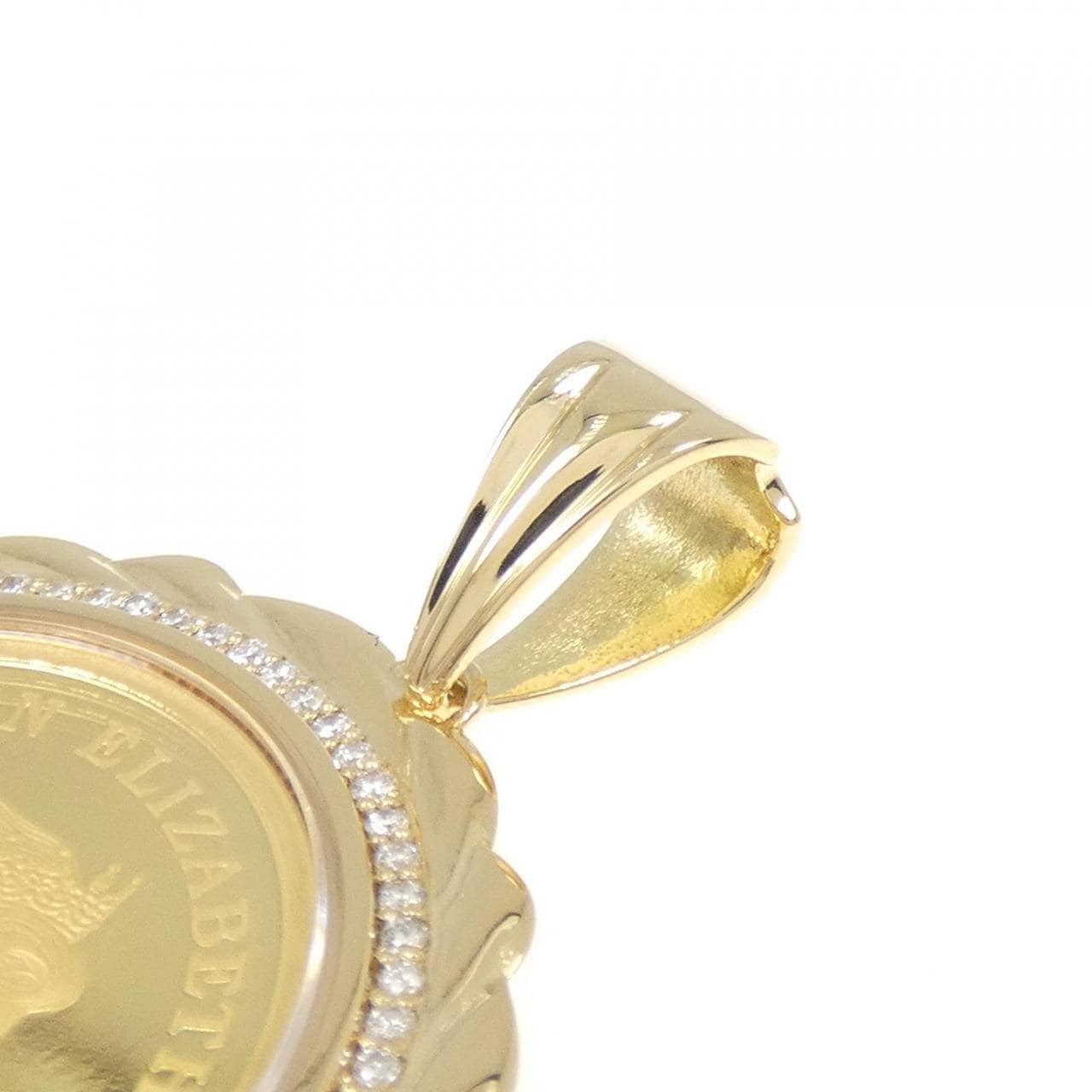 K18YG(枠) ダイヤモンド コイン ペンダント 0.33CT