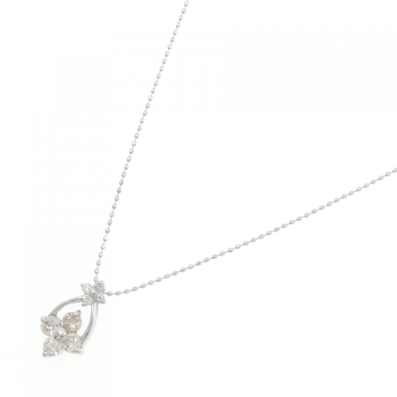 K18WG フラワー ダイヤモンド ネックレス 0.50CT