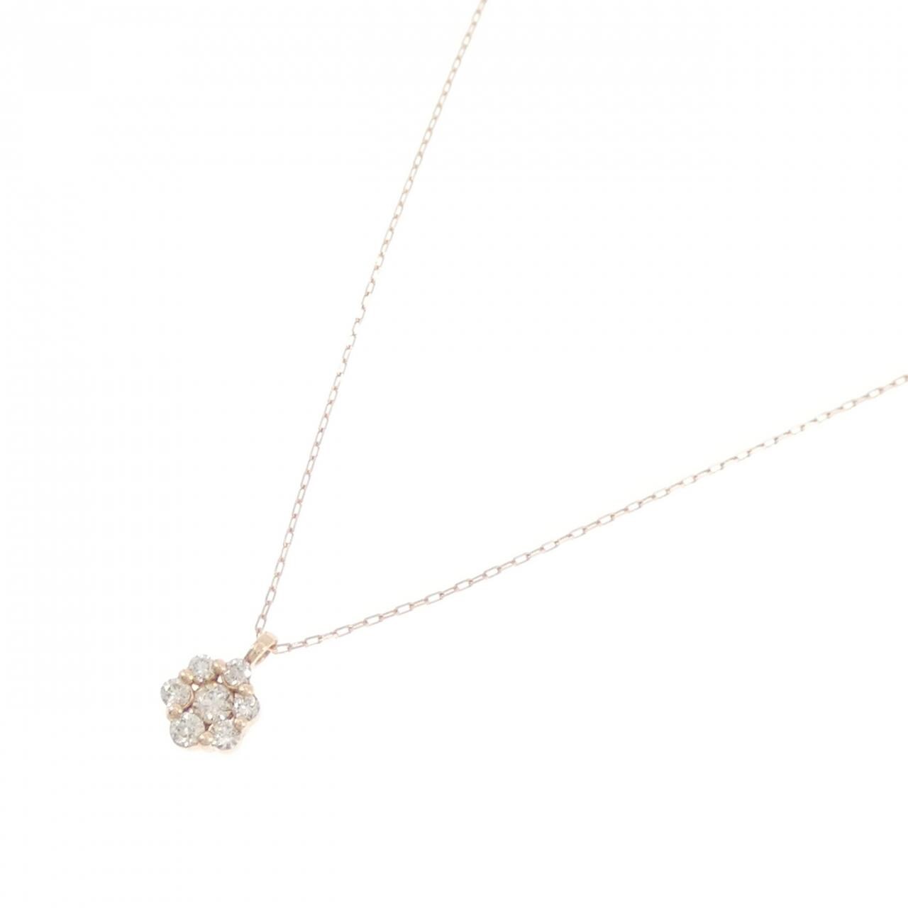 【新品】K10PG フラワー ダイヤモンド ネックレス 0.10CT