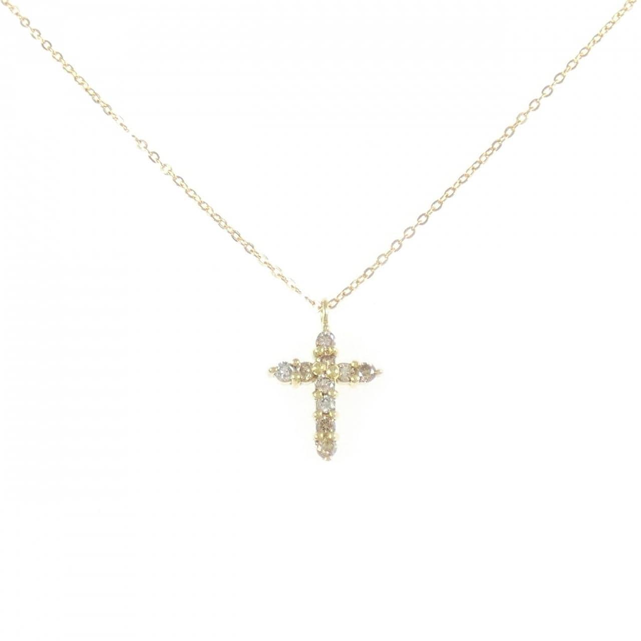 K18YG クロス ダイヤモンド ネックレス 0.1CT