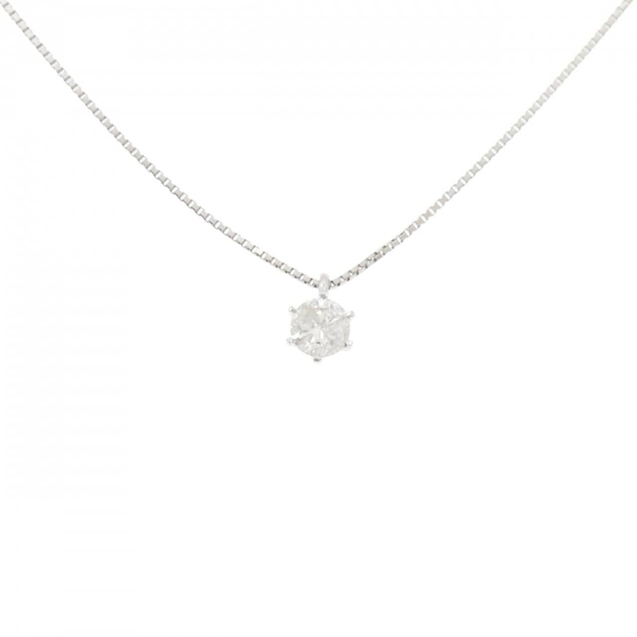 750WG/PT850 ソリティア ダイヤモンド ネックレス 0.441CT