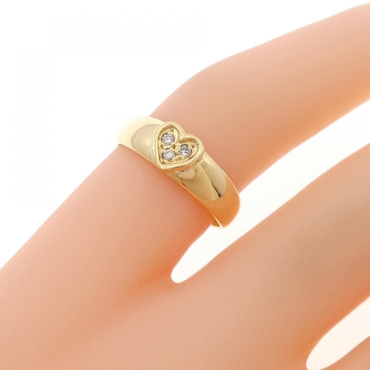 K18YG ハート ダイヤモンド ピンキーリング 0.03CT