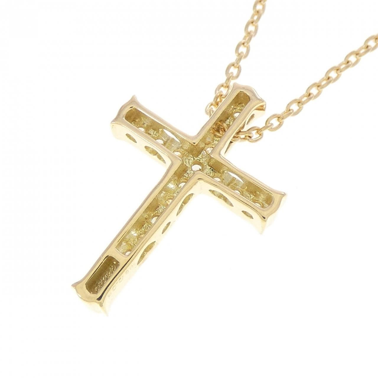 K18YG クロス ダイヤモンド ネックレス 0.08CT