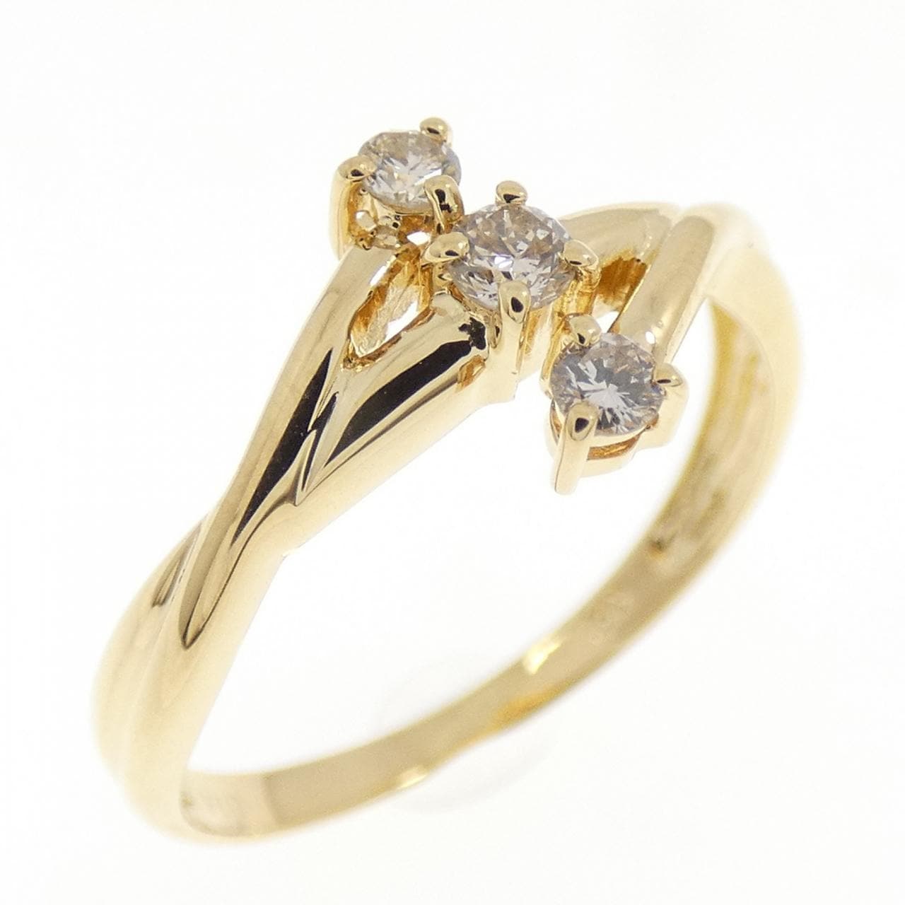 K18YG スリーストーン ダイヤモンド リング 0.14CT