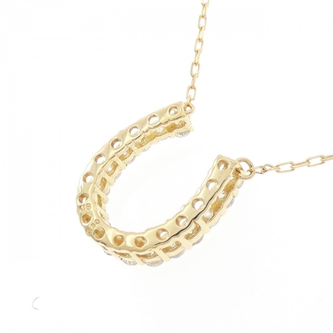 K18YG ホースシュー ダイヤモンド ネックレス 0.30CT