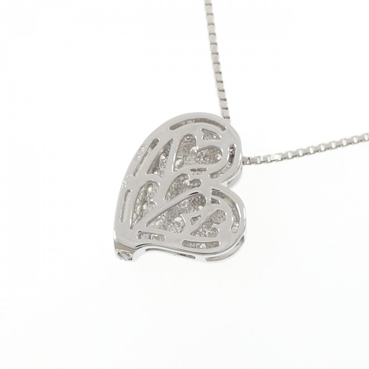 K18WG ハート パヴェ ダイヤモンド ネックレス 0.70CT