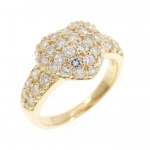 K18YG ハート パヴェ ダイヤモンド リング 0.90CT