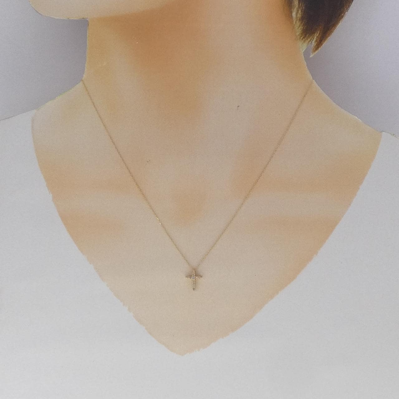 K18YG クロス ダイヤモンド ネックレス 0.10CT