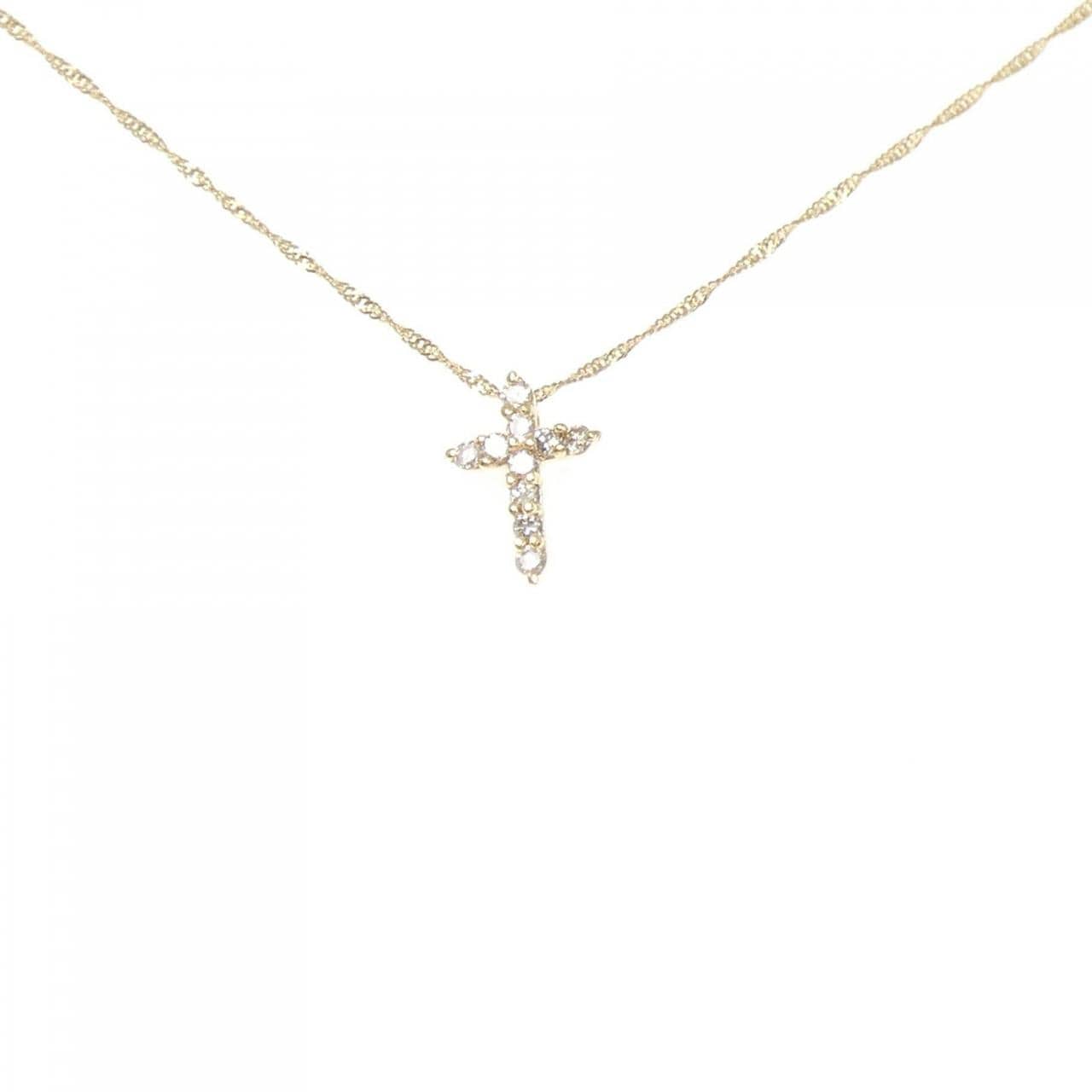 K18YG cross Diamond necklace 0.15CT