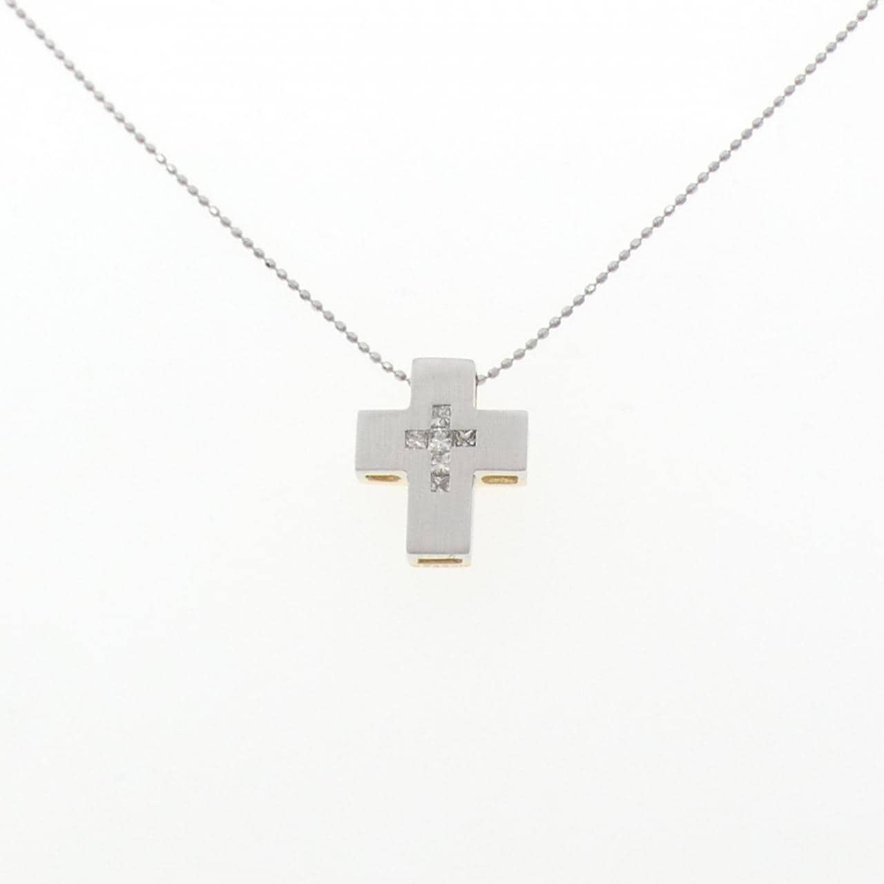 K18/K18WG/PT850 クロス サファイヤ ネックレス 0.20CT